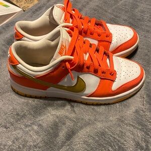 Women’s Nike Dunks Orange and Gold Sneakers Size 7
